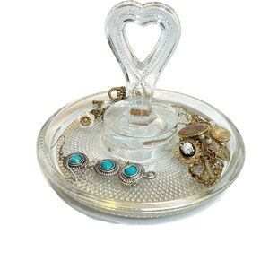 Vintage L.E.Smith Hobnail Glass Heart Handle Tray 🤍